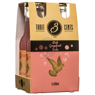 Three Cents Pink Grapefruit Soda 6x4x200ml